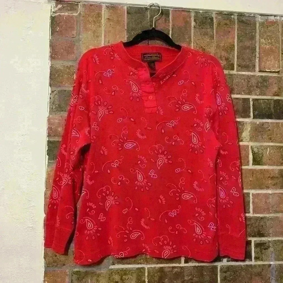 Eddie Bauer Tops - Eddie Bauer Red long sleeve shirt with paisley pattern
